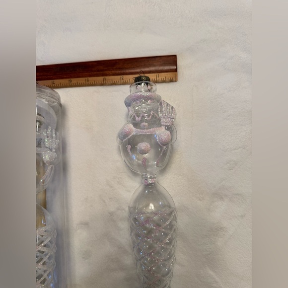 New Set Of 2 Rare Vintage Handblown Clear Glass Unique Christmas Tree Ornaments - Picture 14 of 14